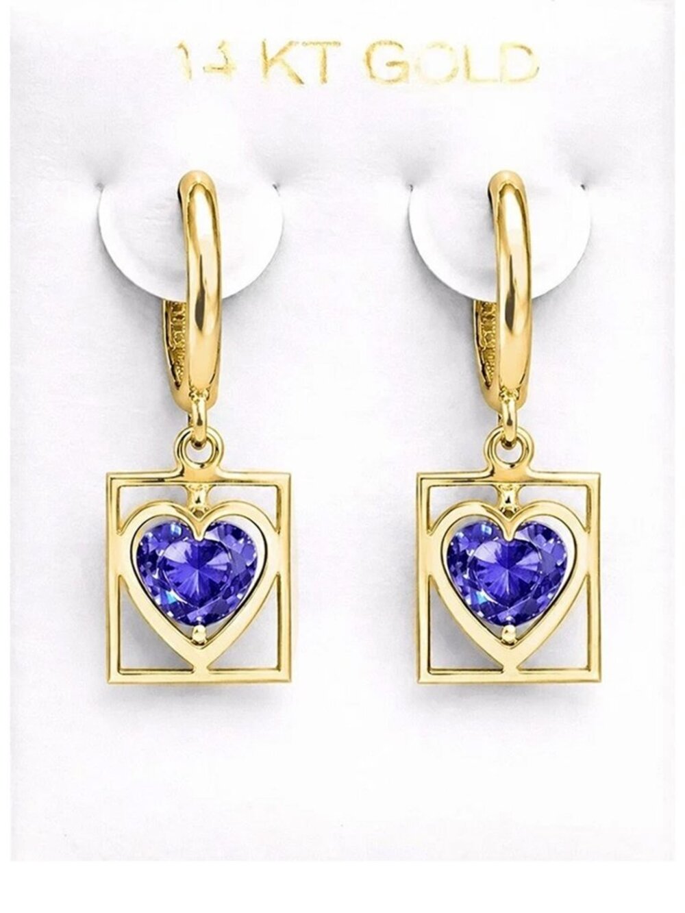 AAA Tanzanite 1.12 Cts Heart Huggie 14k Gold Dangling Earrings